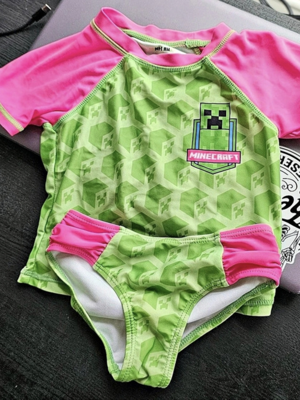 Minecraft Green & Pink Swimsuit